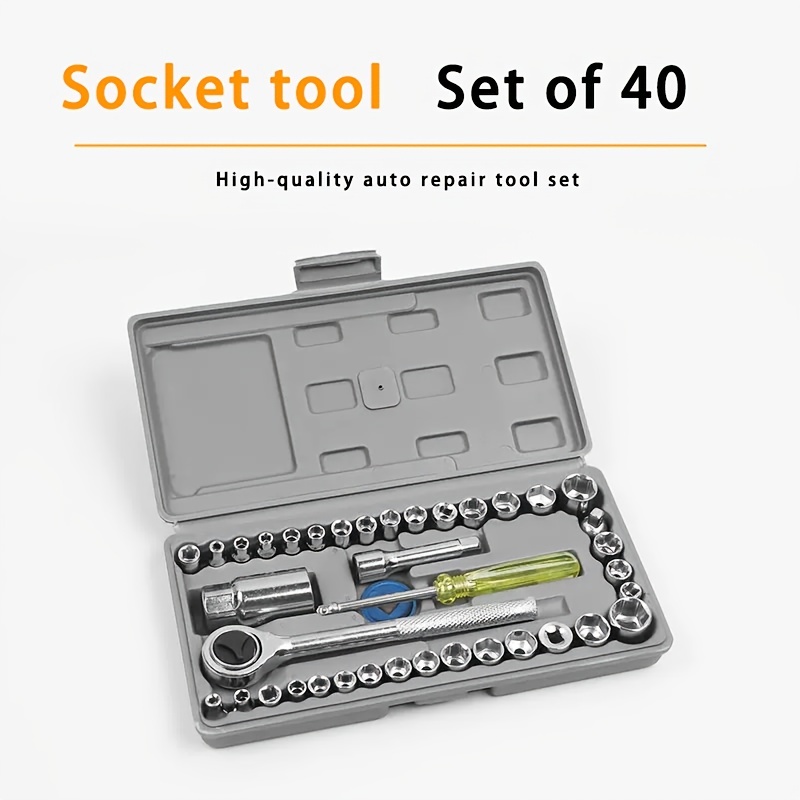 Kit Jogo De Chave De Catraca Reversível Com Soquetes – 40 Peças + Maleta Equipa Tools, Kit Chave De Fenda