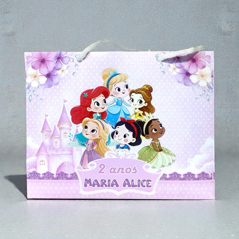 Sacolinha Personalizada tema Princesas | Sacolinha | Lembrancinha | Mimos | Aniversário Princesas - DESMONTADAS