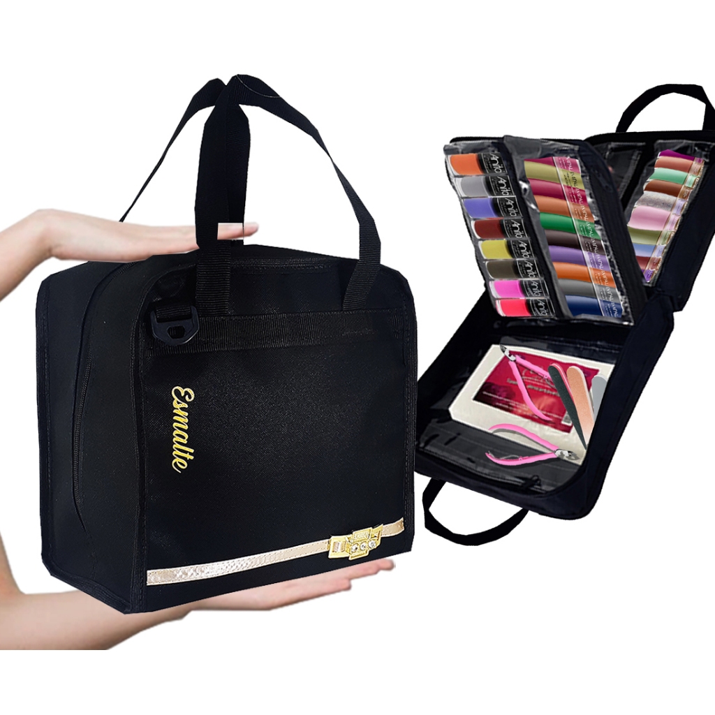 Manicure Premuim Bolsa Manicure Pedecure Grande Com Alta Capacidade Interna Para Esmalte Rsm Design Original em Oferta na Shopee