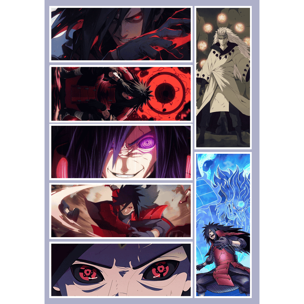 Conjunto 7 Adesivos Naruto Anime Ninja Vinil Madara uchira Vinil Decorativo Agenda