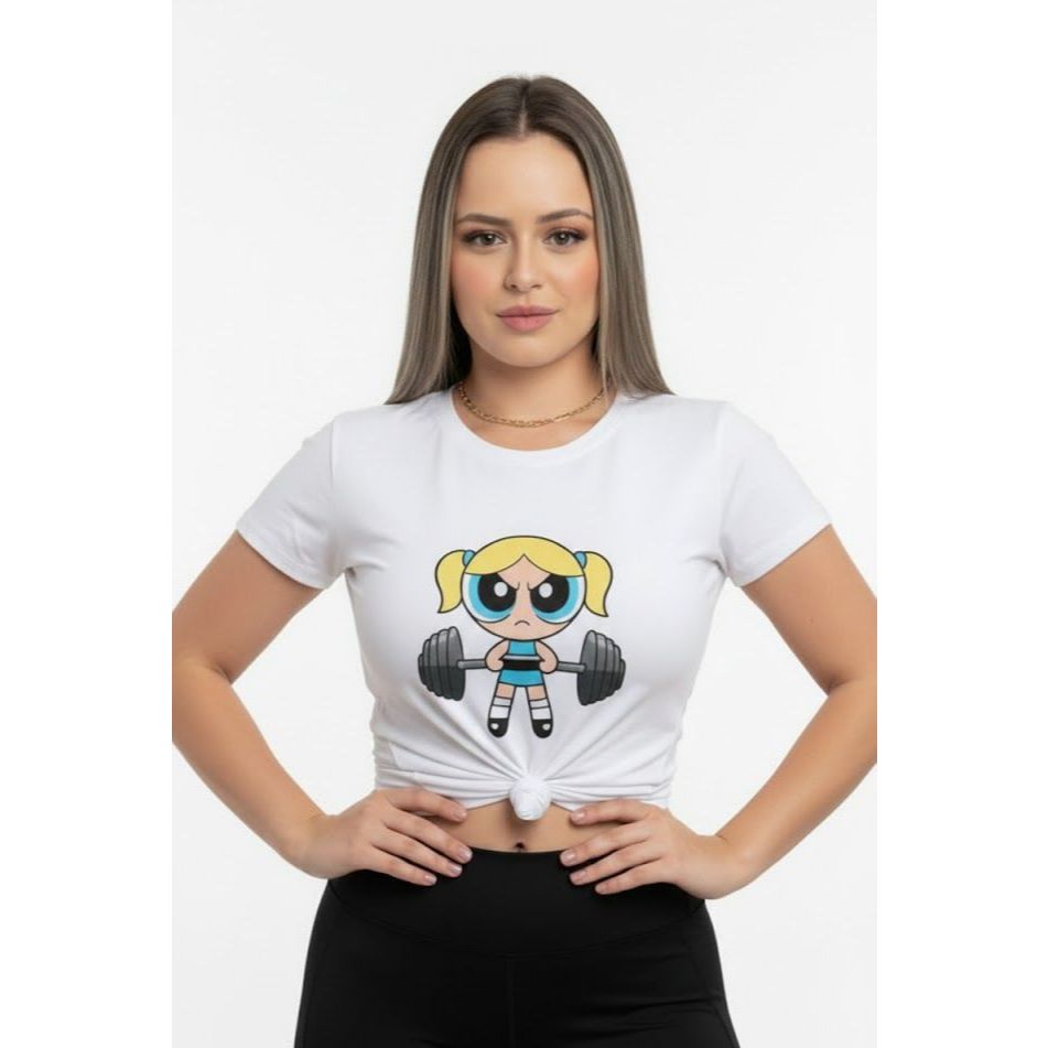 Camisa academia branca estampada menina poderosa linda estilosa verão