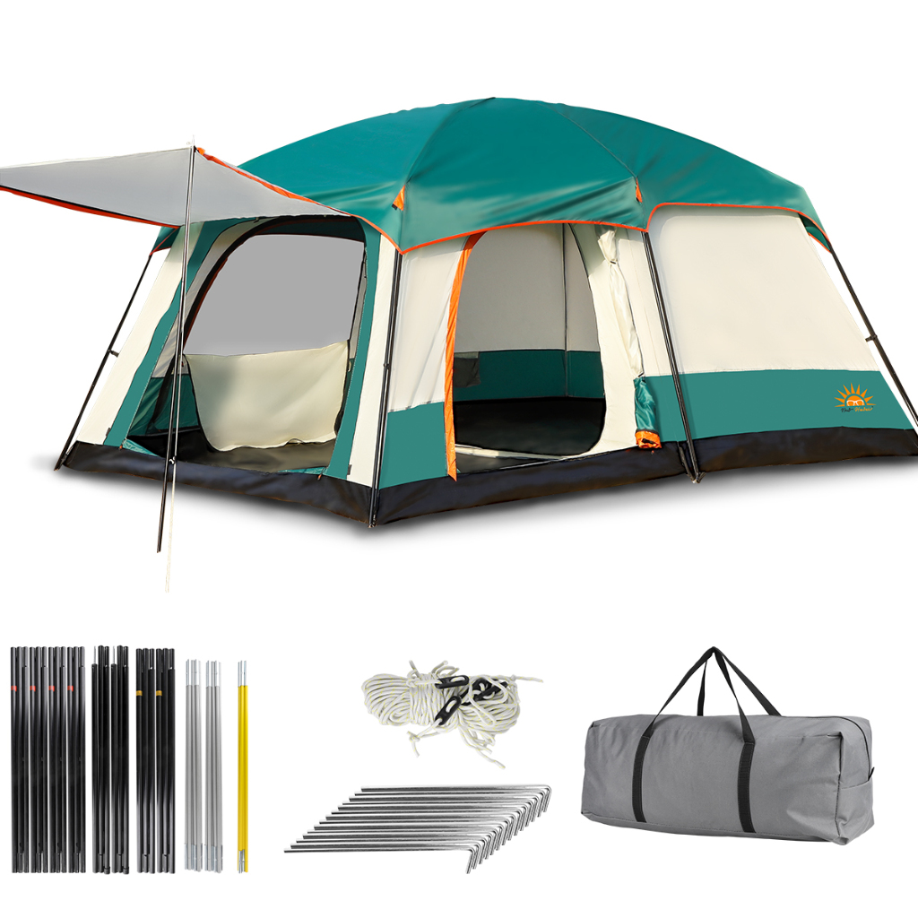Barraca de Camping 9-12 Pessoas Grande Varanda 2000mm impermeável 380*260*200cm