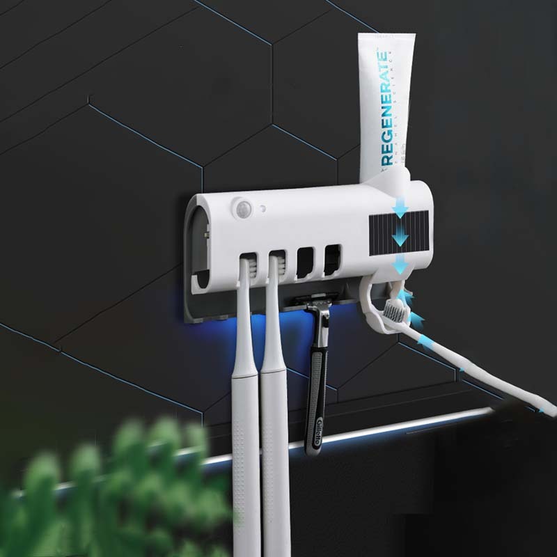 Dispenser de Pasta de Dente com Esterilizador UV para Escovas Dispenser Automático USB Recarregável K8