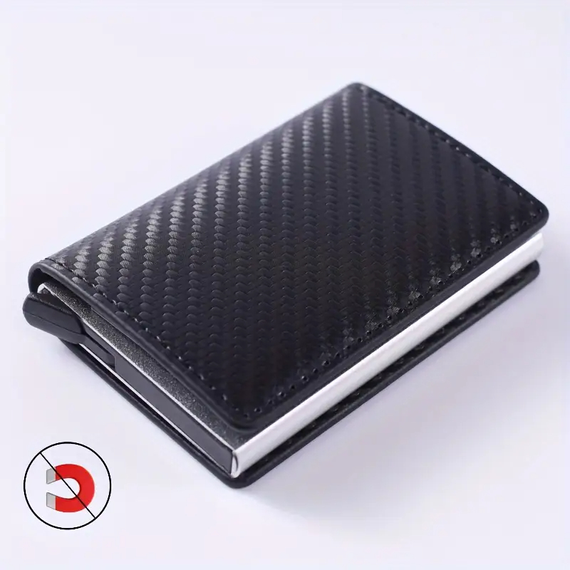 2Kit Carteiras Fibra De Carbono Porta-Cartões Masculina Marca Preta Mágica Tripla De Couro em Oferta na Shopee