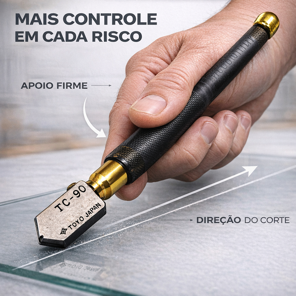 Cortador de Vidro Profissional Tipo TC-90 2 a 12mm em Oferta na Shopee
