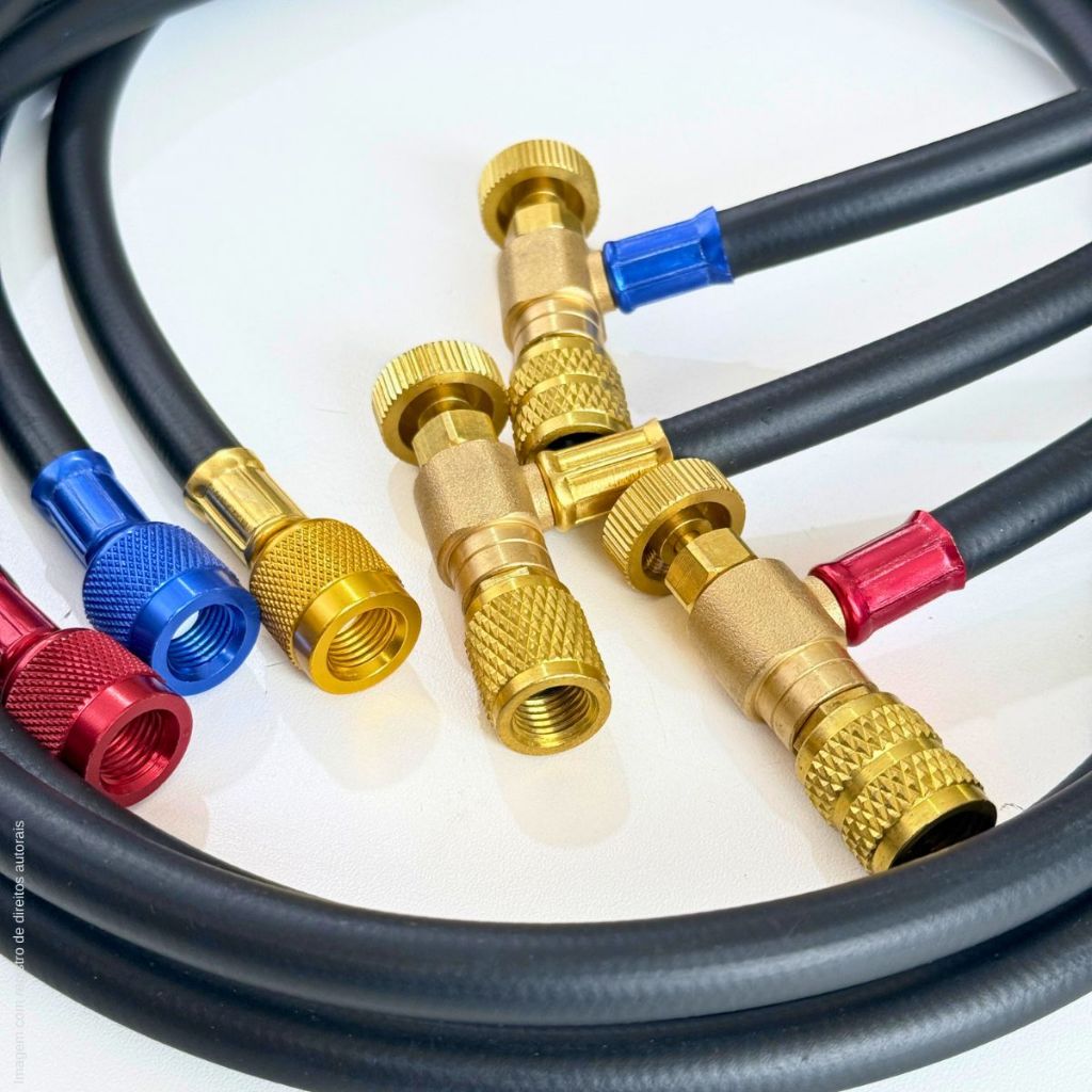 Mangueiras Manifold 150cm Black Com Válvula Acionadora 5/16 (R410/R32) em Oferta na Shopee