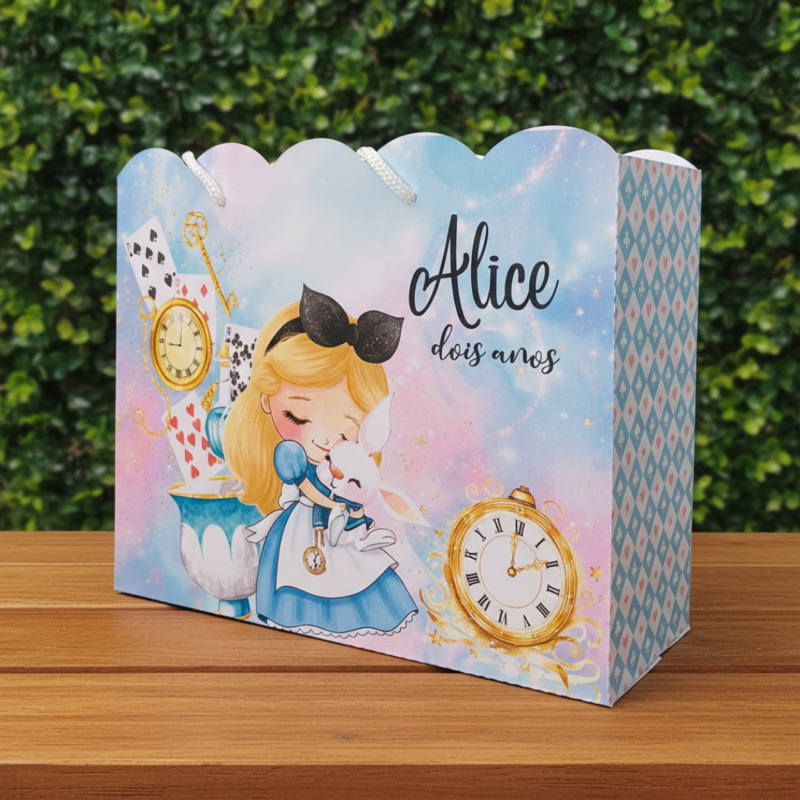 Sacolinha Personalizada Alice no país das maravilhas - decoração Aniversário|Lembrancinha Festa Infantil