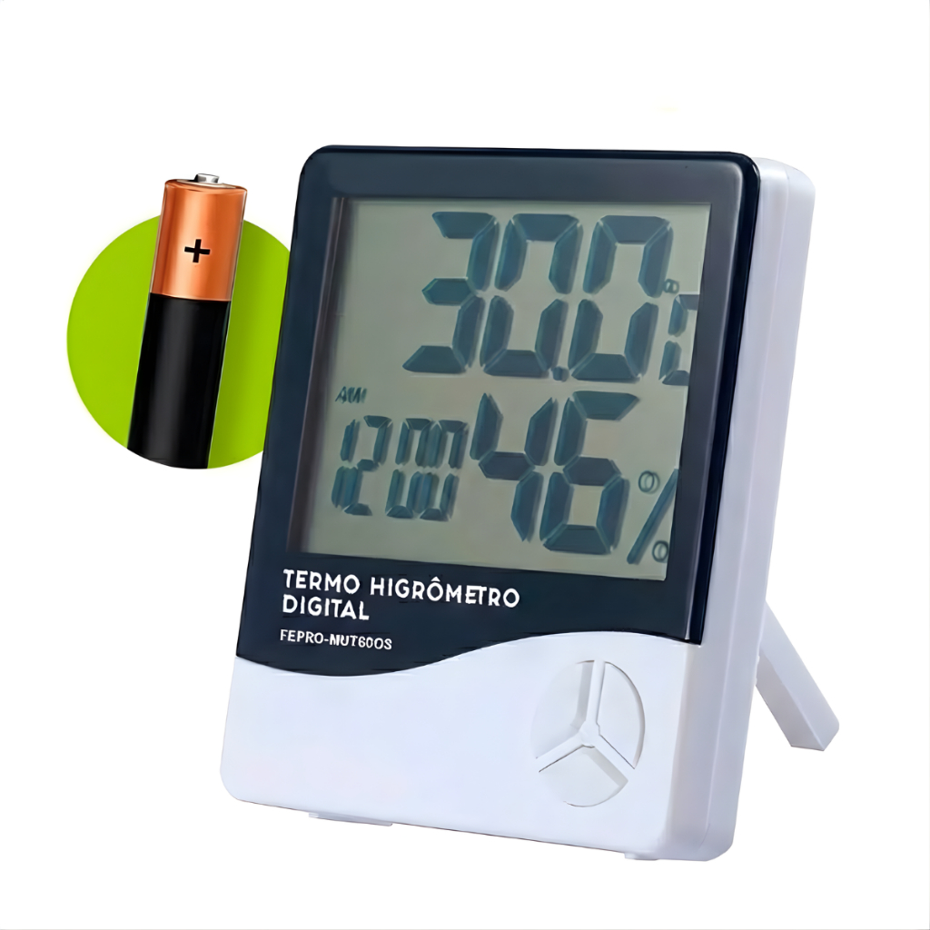 Termo Higrometro Sensor Medidor de Temperatura Umidade do Ar Relogio Digital em Oferta na Shopee