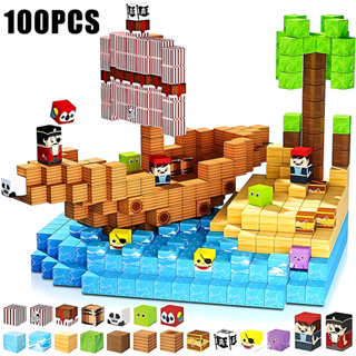 Blocos Magnéticos 100 Peças Montessori STEM–Cubos de Construção Pirata, Educativo para Crianças 3 a 10 Anos-CASA BEAUTY em Oferta na Shopee