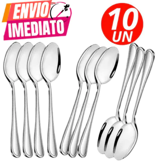 Kit Com 10 Colheres de Inox Polido Premium Colher Alta qualidade Promoção casa Cozinha Buffet Restau