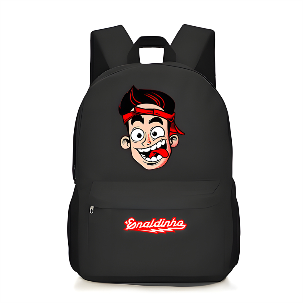 Mochila adulto e Infantil YUTUBER ENALDINHO DESENHO Escolar Bolsa Leve e Reforçada de Nylon em PROMOÇÃO