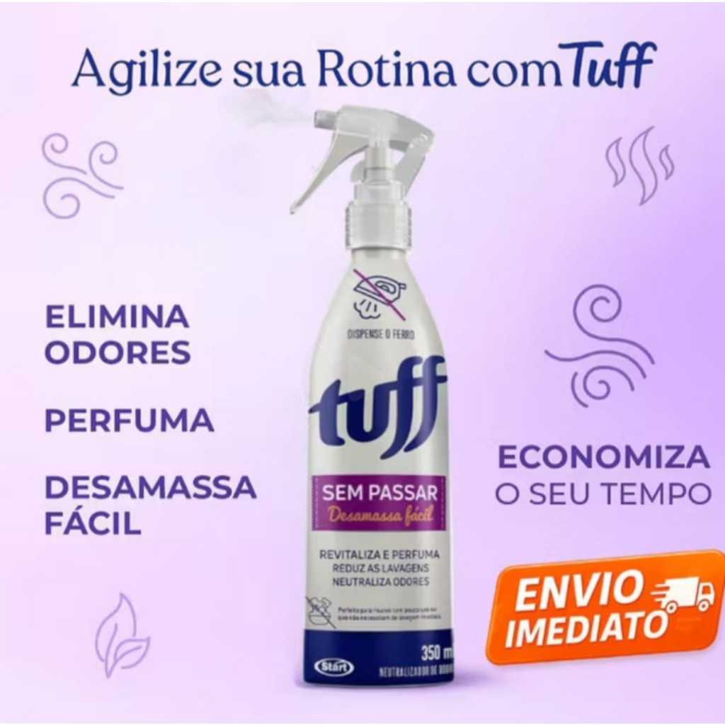 Tuff Desamassa Fácil  Sem Passar Neutraliza Odor Roupas Perfumado Fim do Ferro de passar