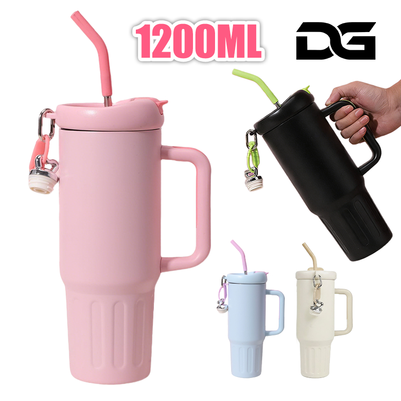 Caneca Copo Térmico 1200ml com Tampa e Canudo Garrafa Térmica Inoxidável Portátil O5