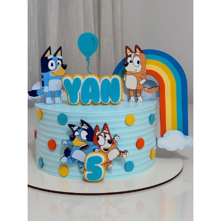Topo de Bolo Personalizado Bluey e Bingo / Topper Bluey com nome e idade em camadas em Oferta na Shopee