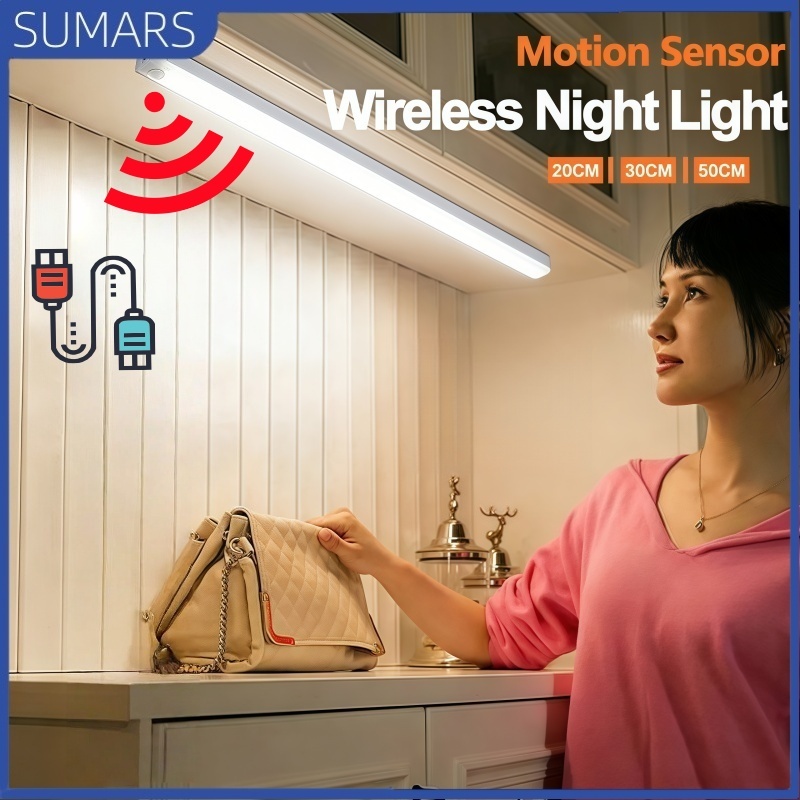 Luzes Recarregáveis com Sensor de Movimento para Baixo do Armário Luz Noturna USB Sem Fio