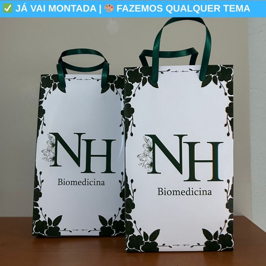 Sacolinha Surpresa Personalizada Formatura Biomedicina Verde Esmeralda Lembrancinha Todos os Cursos