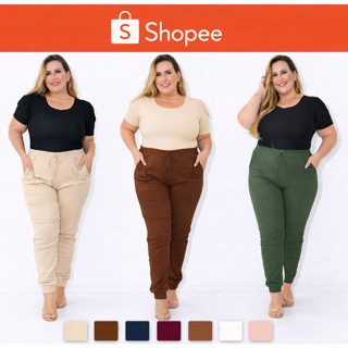 ✨ Calça jogger Feminina Plus zise, Conforto, Bolsos e Estilo Casual com ajuste perfeito ao corpo✨ em Oferta na Shopee