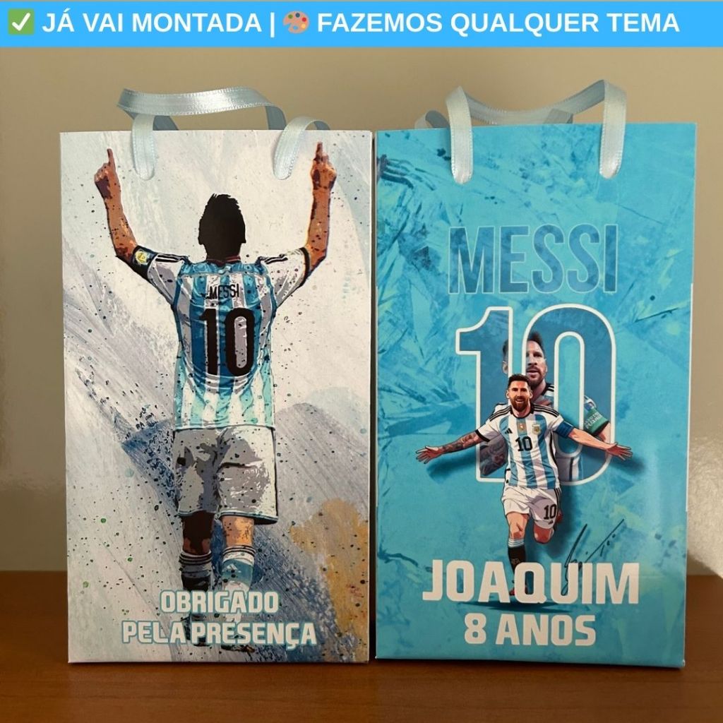 Sacolinha Surpresa Personalizada Argentina Messi Futebol Festa Infantil Lembrancinha Aniversário