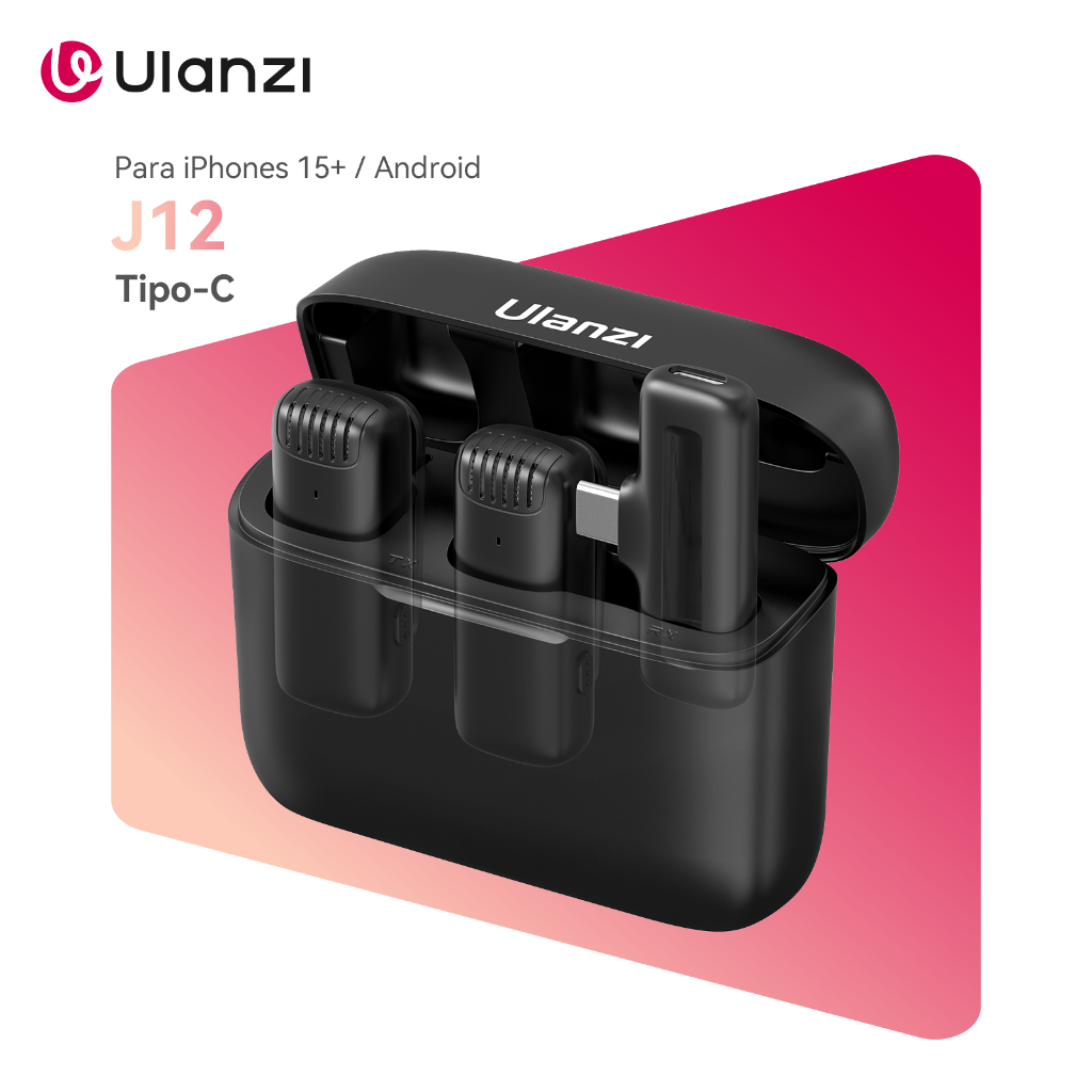 ULANZI J12 Microfone De Lapela Wireless Type-C/Lightning Com Case De Carregamento Para Vídeo e Vlog em Oferta na Shopee