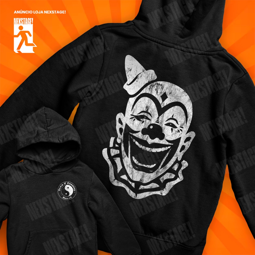 Moletom Canguru Town Country Palhaço Frente E Verso Yin Yang Mandrake Chave Blusa De Frio Streetwear