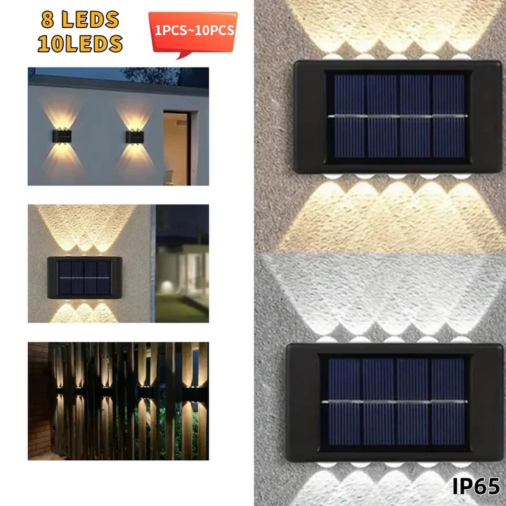 1~10pcs 8/10LEDS Luminária Solar De Parede À Prova D'água Para Pátio Rua Paisagem Decoração Do Jardim Lâmpada em Oferta na Shopee