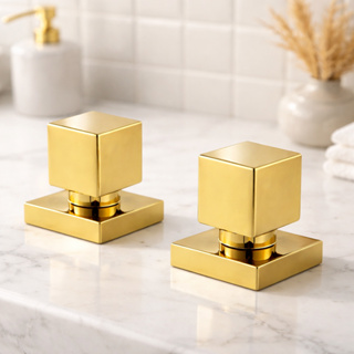 Kit 2 Acabamentos Quadrado De Metal Para Registro Pressão Gaveta Deca Acabamento Dourado em Oferta na Shopee