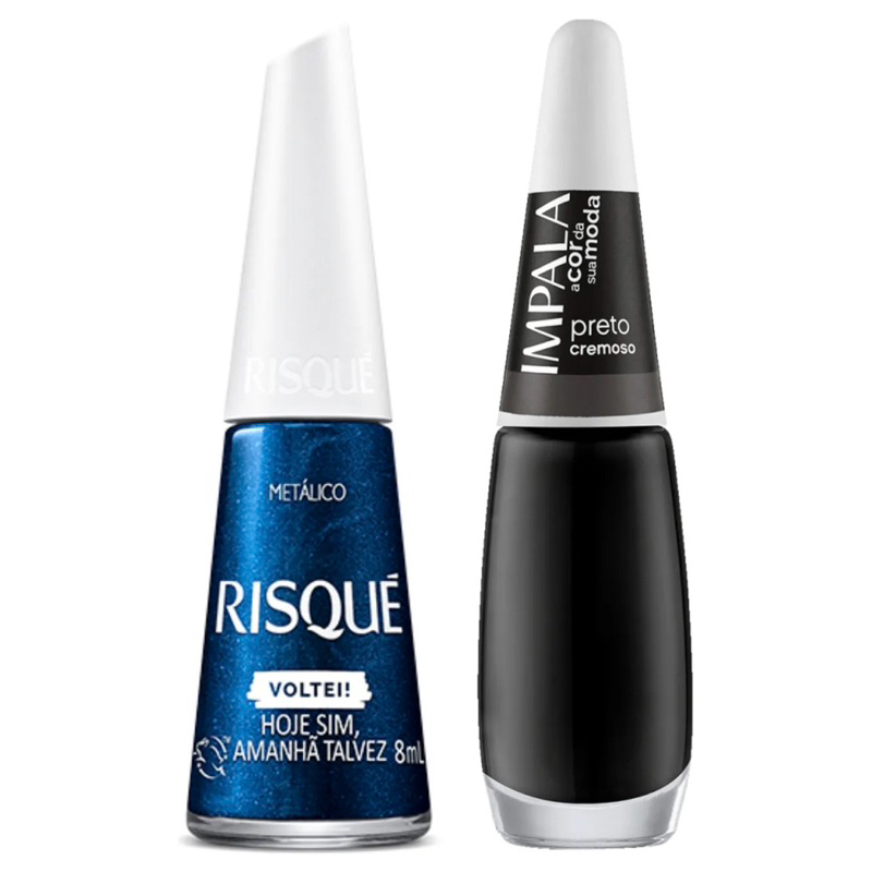 Kit 2 Esmalte Risque Hoje Sim, Amanha Talvez e Impala Preto