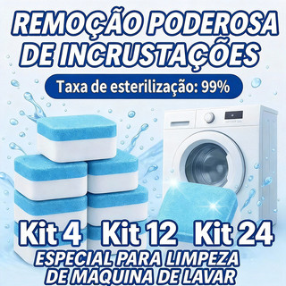 KIT 4/12/24/36 Pastilhas para Limpeza de Máquinas de Lavar Roupas Efervescentes Multifuncional