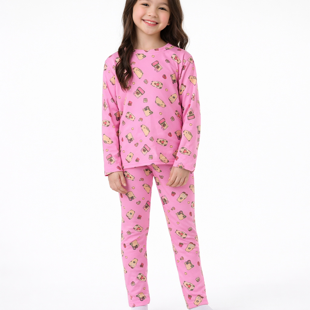 Pijama Infantil Menina Feminino Estampado Blusas Manga Longa + Calça Confortável