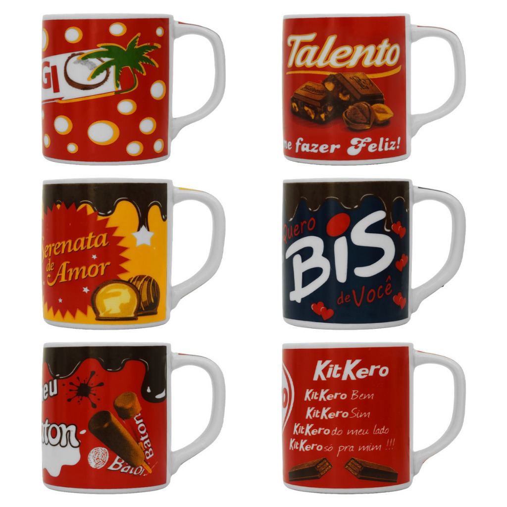 Kit com 6 Canecas de Porcelana 300ml Frases de Chocolate Amorosa Presente Romântico Decorativa em Oferta na Shopee