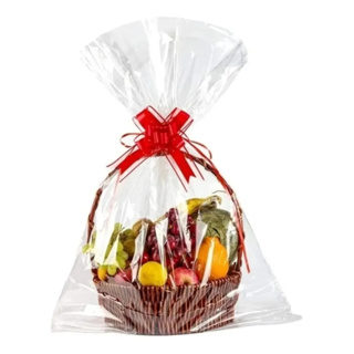 Kit Sacos Celofane Transparente 45x60 Brilhante p/ Cesta Presente Laço 25 - 50 -100un em Oferta na Shopee