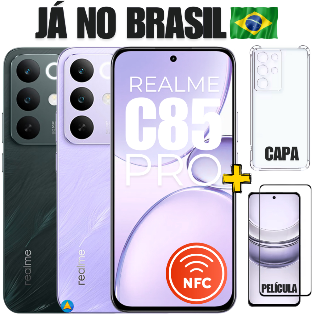 Celular Smartphone Realme C85 Pro 256GB + 8GB Ram com NFC Dual SIM Tela 6.8" + Kit Capa e Película Cortesia