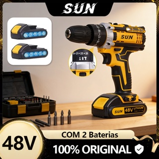 Parafusadeira Furadeira de Elétrica Sem Fio Impacto 48V Bateria 3 funções Kit Completo Acessórios em Oferta na Shopee