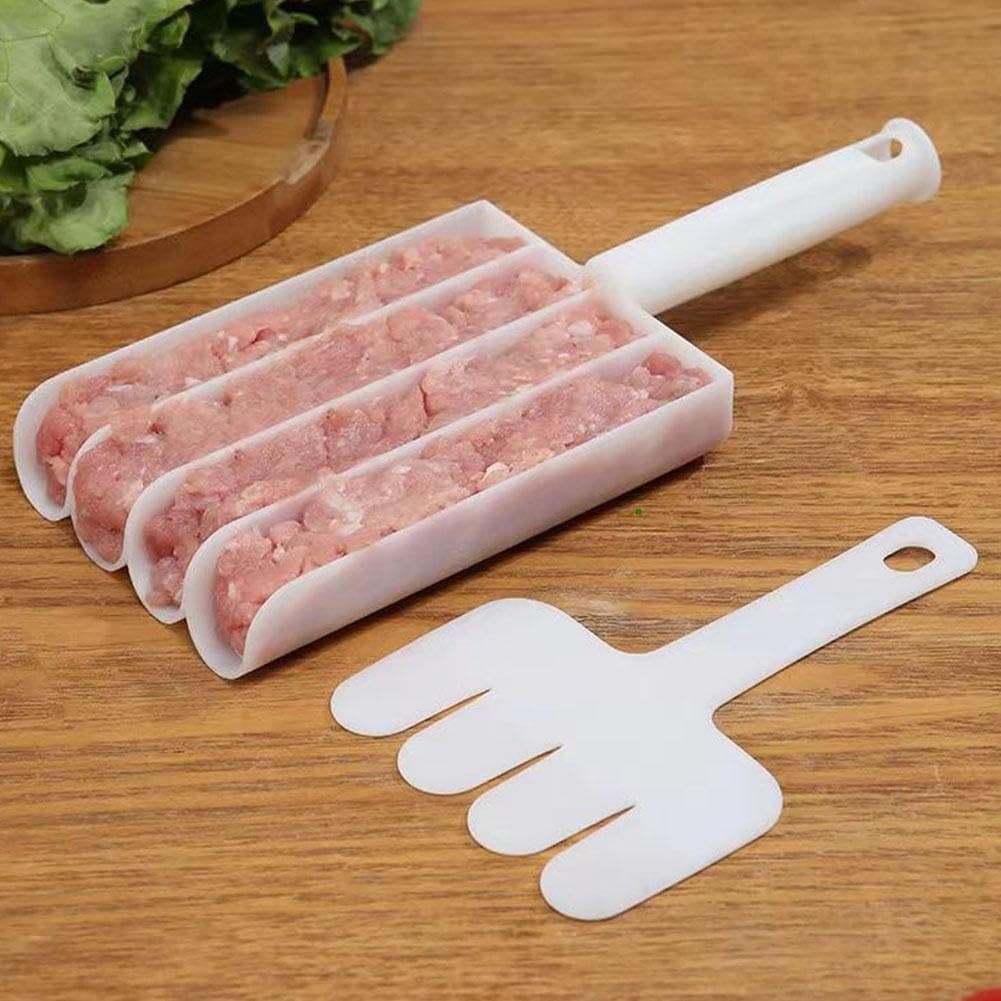 Molde Criativo de Almôndegas de 4 Linhas - Conjunto de Plástico para Peixe e Carne Frito