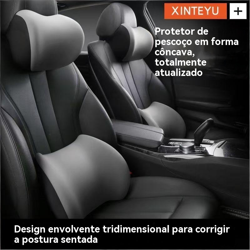 Travesseiro Cervical e Almofada Lombar em Espuma de Memória - Conforto para Longas Viagens, Design Ergonômico Universal.