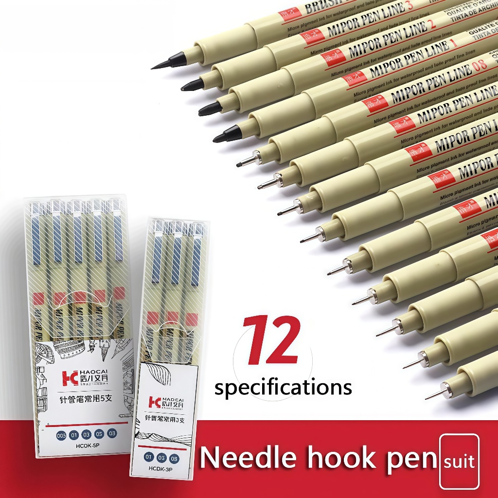 Kit 6/12 Caneta Profissional Desenho Técnico Mangá Artístico Lettering Brush Caligrafia