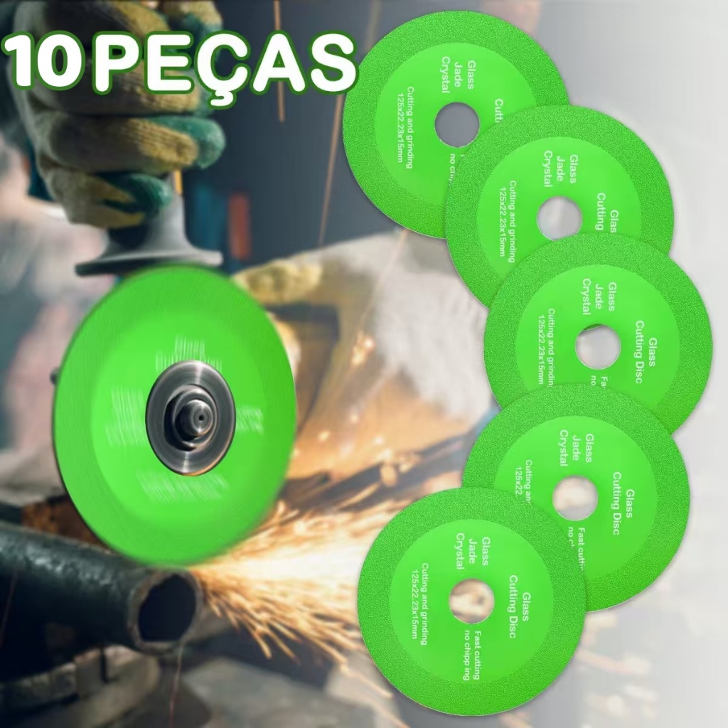 【Kit 10】Disco De Corte Para Cortar Vidro Piso Espelho Ceramica Porcelanato Casa Reforma Materiais Diversos 100 x 20mm