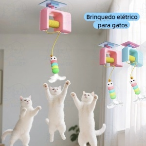Brinquedo Inteligente Elétrico para Gatos – Giratório com Corda Elástica para Pendurar em Porta