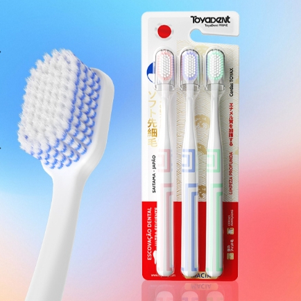 ToyaDent Escova de dente, Kit 3un, 3 cores + Capa Protetora, cerdas macias, Dentes Limpos ToyaDent Escova de dente, Kit 3un, 3 cores + Capa Protetora, cerdas macias, Dentes Limpos