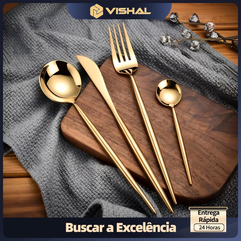 24 peças Jogo Talheres Inox Slim faqueiro Em Aço para cozinha utensílios domésticos