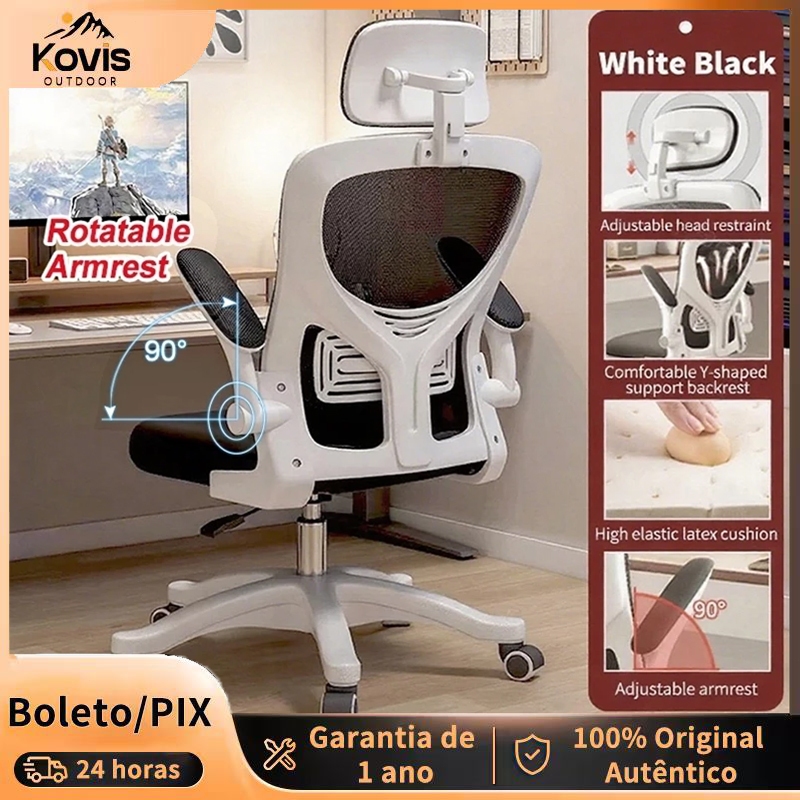 【Kovis】Cadeira de Escritório Ajustável Cadeira de Computador com Rodízios Cadeira de Gaming para Escritório com Rodas