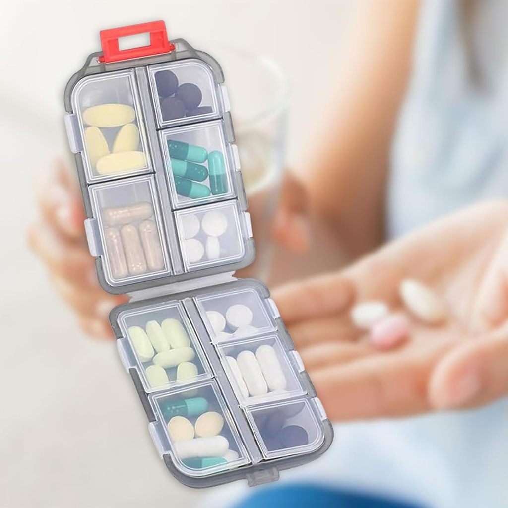 Mini Caixa De Comprimidos – 10 Grades Dobrável, Recipiente De Remédios para Casa e Viagem!