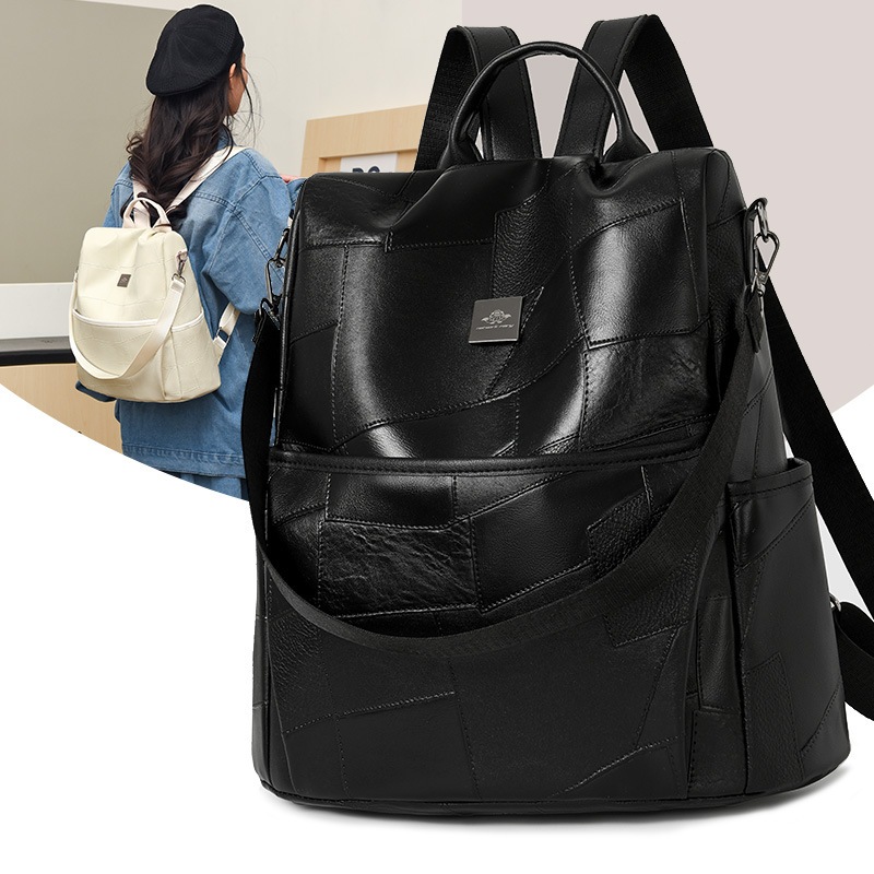 Bolsa mochila Portátil de Couro PU da moda feminina Anti furto bolsa de ombro