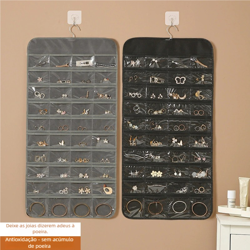 Organizador de Joias 80 Bolsos – Porta Bijuterias Grande, Prático para Bijuterias e Acessórios!
