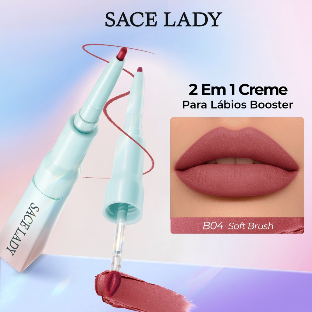 Lapis Labial SACE LADY Batom Liquido 2em 1 infallible Peptídeos de ácido hialurônico Vitamina E em Oferta na Shopee