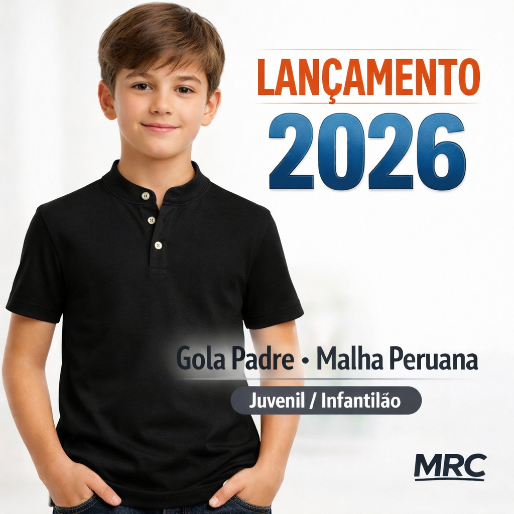 Camisa Infantil/Juvenil Slim Gola Padre Lisa Algodão Peruano Conforto Premium