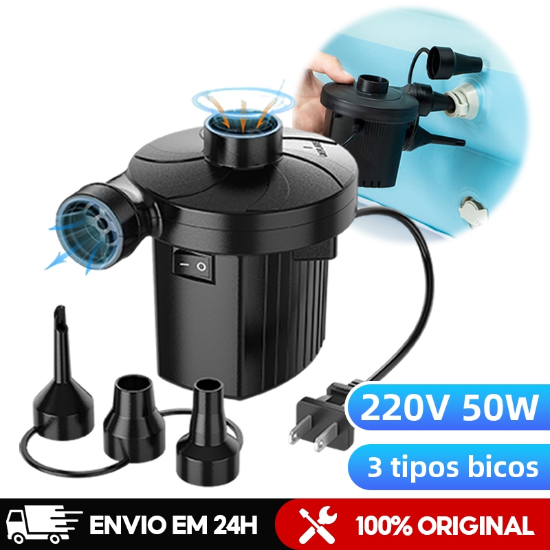 Bomba Elétrica Pneumática Para Secar E Encher Colchão Boias Piscinas Infláveis Portátil Esvaziar E Inflar,3 tipos bicos