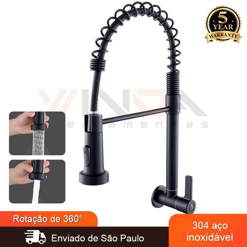 Torneira Gourmet Da Cozinha Única Água fria 304 Aço inox Instalação Na Parede Monocomando Acabamento em Oferta na Shopee