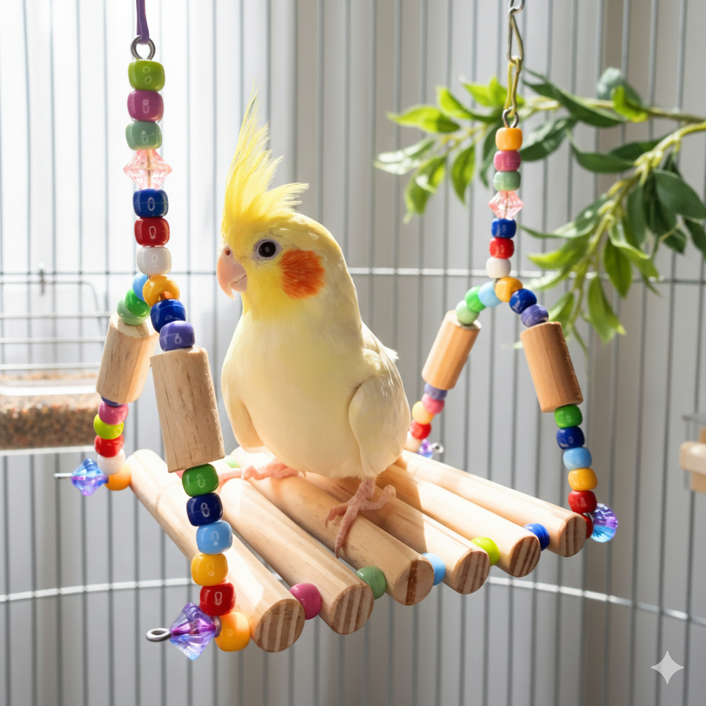 Balanço Plataforma Para Calopsitas, Periquitos, Agapornis e outras Aves