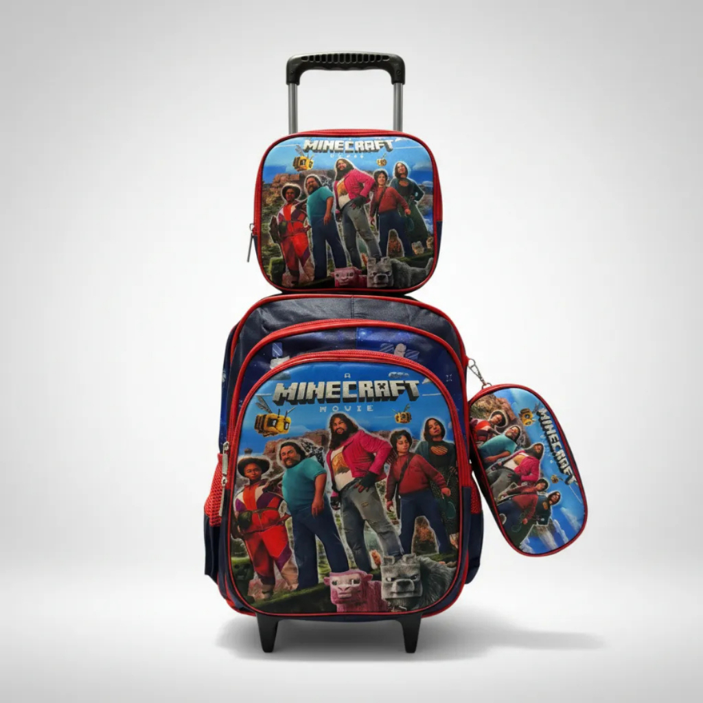 Kit Mochila Rodinha Minecraft O Filme Lancheira Estojo Personagens 3d - Minecraft Stitch